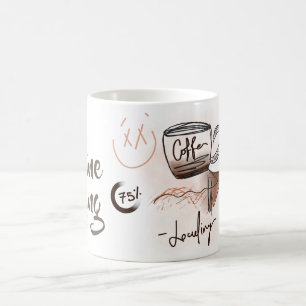 Taza De Café Monograma del esbozo de cafeína de carga divertida