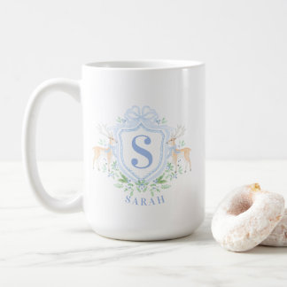 Taza De Café Monograma del Escudo de ciervos de Navidades nimil