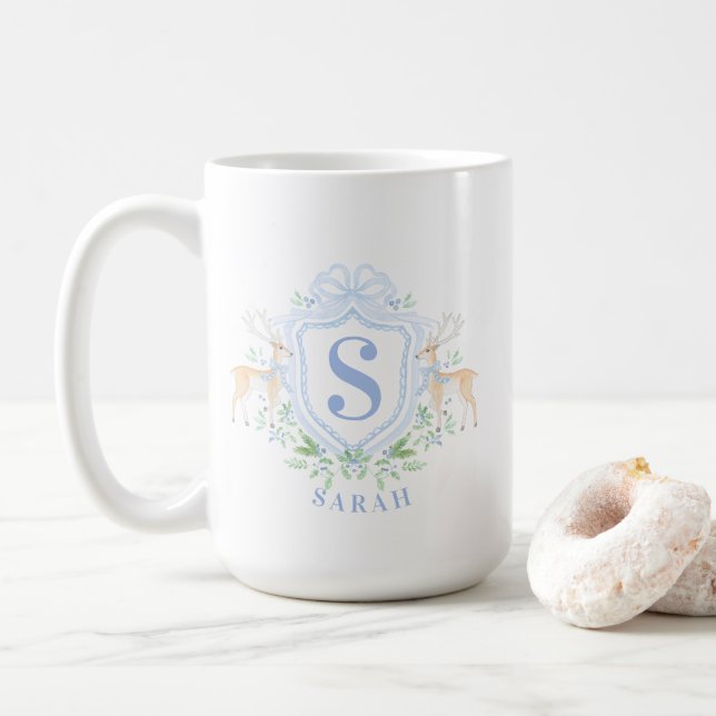 Taza De Café Monograma del Escudo de ciervos de Navidades nimil (Con donut)