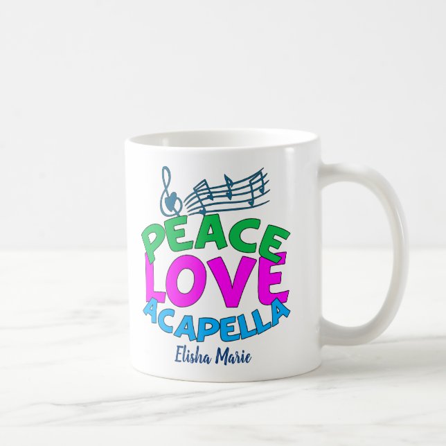 Taza De Café Monograma del grupo Acapella de Peace Love (Derecha)