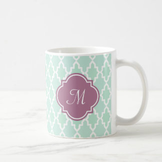 Taza De Café Monograma del marroquí de la menta y del ciruelo