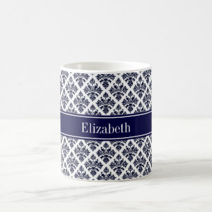 Taza De Café Monograma del nombre de la marina #3 azul de la ma