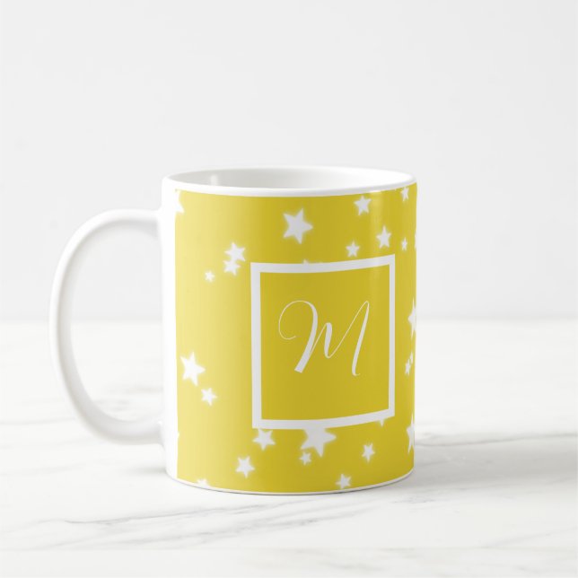 Taza De Café Monograma del patrón de estrellas (Izquierda)