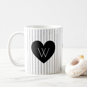 Taza De Café Monograma del patrón de estribos verticales del co