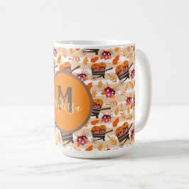 Taza De Café Monograma del patrón de flechas de ruedas para caí