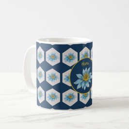 Taza De Café Monograma del patrón de flor de Lily geométrica ja