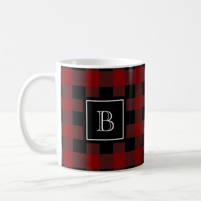 Taza De Café Monograma del patrón de platillos de lumberjack ru (Izquierda)