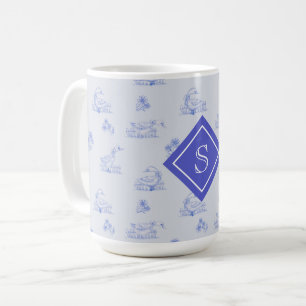 Taza De Café Monograma del patrón de tocador de ganso de país