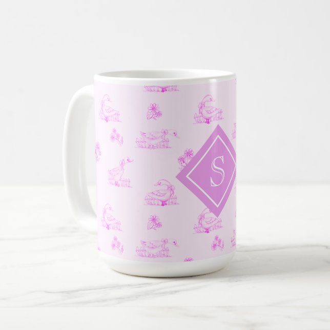 Taza De Café Monograma del patrón de tocador de ganso de país (Anverso izquierdo)