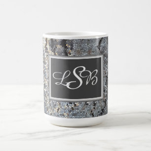 Taza De Café Monograma del patrón mosaico de color masulina