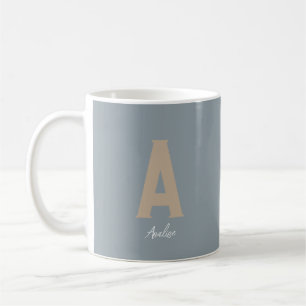 Taza De Café Monograma del Personalizado azul minimalista