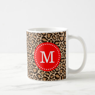 Taza De Café Monograma del Personalizado de impresión rojo y le