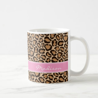 Taza De Café Monograma del Personalizado de impresión rosa y le