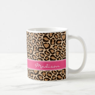 Taza De Café Monograma del Personalizado de impresión rosa y le