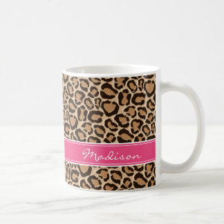 Taza De Café Monograma del Personalizado de impresión rosa y le