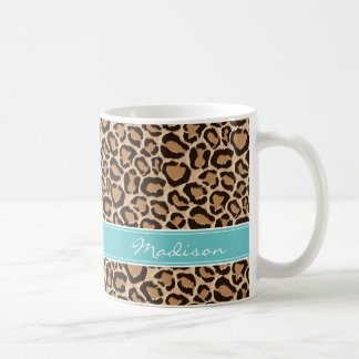 Taza De Café Monograma del Personalizado de impresión turquesa