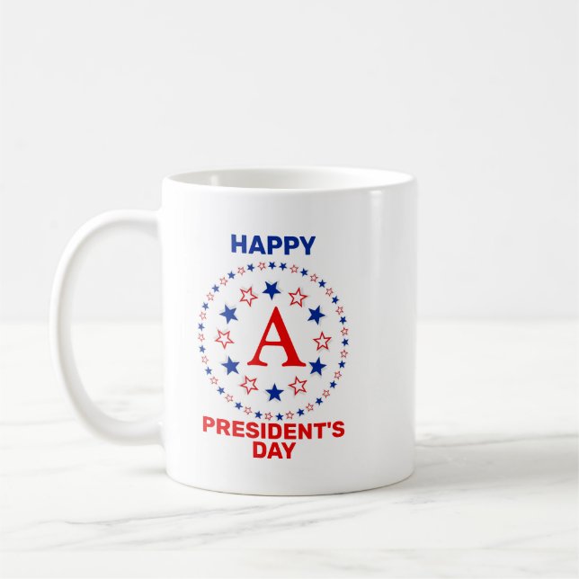 Taza De Café Monograma del personalizado del Día del Presidente (Izquierda)