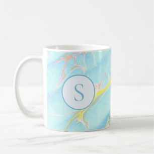 Taza De Café Monograma del Personalizado del patrón de mármol i