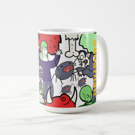 Taza De Café Monograma dibujo animado lindo cumpleaños colorido