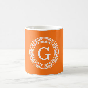 Taza De Café Monograma dominante griego blanco de la inicial