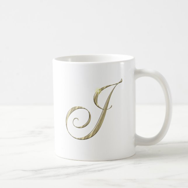 Taza De Café Monograma dorado J Inicial (Derecha)