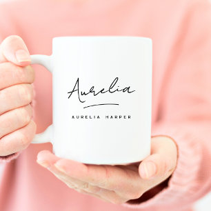 Taza De Café Monograma Elegante Clásico Firma Personalizada