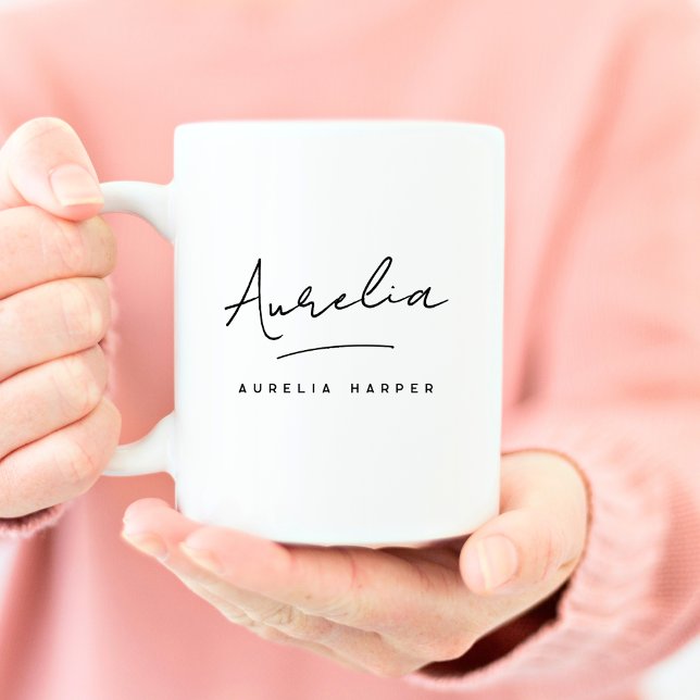 Taza De Café Monograma Elegante Clásico Firma Personalizada (Subido por el creador)