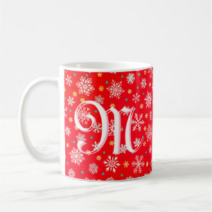 Taza De Café Monograma elegante de Moda moderna con copo de nie