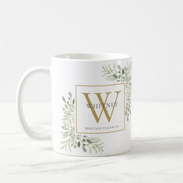 Taza De Café Monograma elegante de oro personalizado (Izquierda)