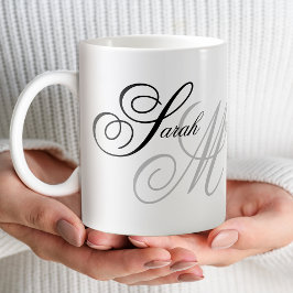 Taza De Café Monograma elegante de tipografía
