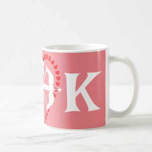 Taza De Café monograma elegante lindo valentina, dulce para par