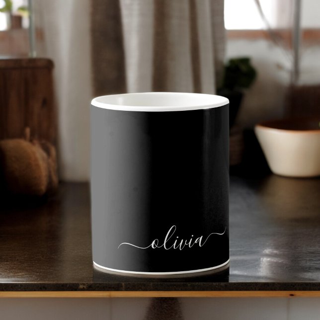 Taza De Café Monograma elegante Minimalista blanco negro y mode (Subido por el creador)