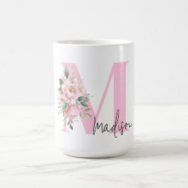 Taza De Café Monograma elegante moderno con nombre inicial de f
