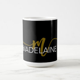 Taza De Café Monograma elegante oro negro