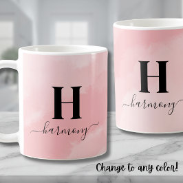 Taza De Café Monograma elegante rosado