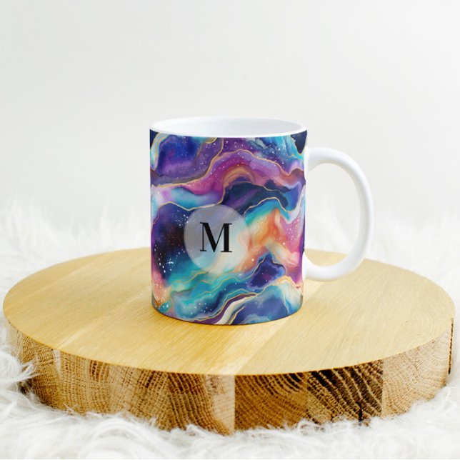 Taza De Café Monograma estético de textura purpurina de agate a (Subido por el creador)