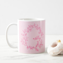 Taza De Café Monograma estilizado moderno rosa caliente