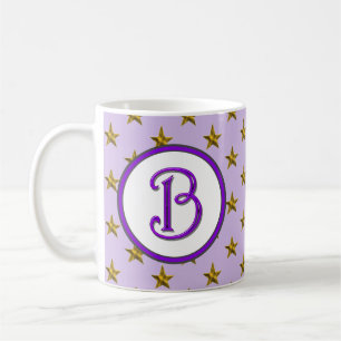 Taza De Café Monograma estrella celeste púrpura inicial familia