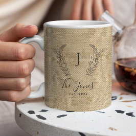 Taza De Café Monograma familiar de una casa de campo rústica pe