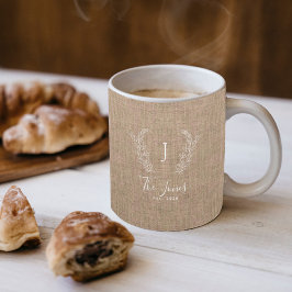 Taza De Café Monograma familiar rústico personalizado