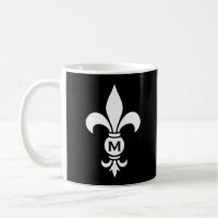 Monograma Fleur De Lis Moderno Sencillo Blanco y N