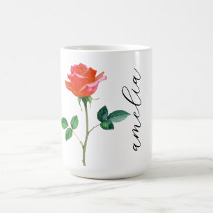 Taza De Café Monograma Flor de Nacimiento Junio Rosa Floral