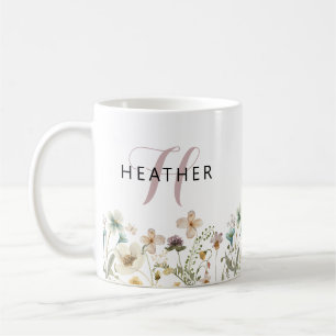 Taza De Café Monograma Floral