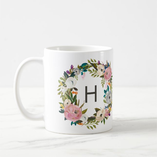 Taza De Café Monograma floral Coffe Mug (Izquierda)