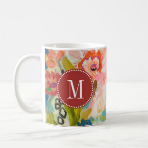 Taza De Café Monograma  Floral de jardín secreto III