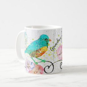 Taza De Café Monograma floral de la cita de la abuela del
