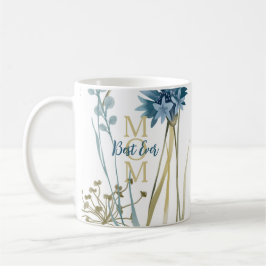 Taza De Café Monograma floral del mejor día de la madre