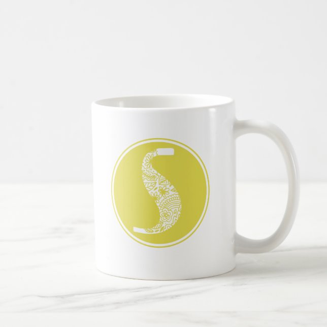 Taza De Café Monograma floral inicial (Derecha)