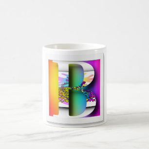 TAZA DE CAFÉ MONOGRAMA FLORAL INICIAL B