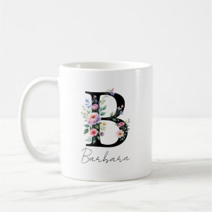 Taza De Café Monograma Floral – Letra B